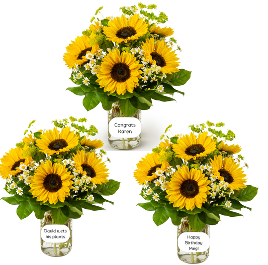 Personalied Posy of Assorted Flowers or Sunflowers
